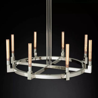 Cannele Ribbed Glass Round Chandelier 48"