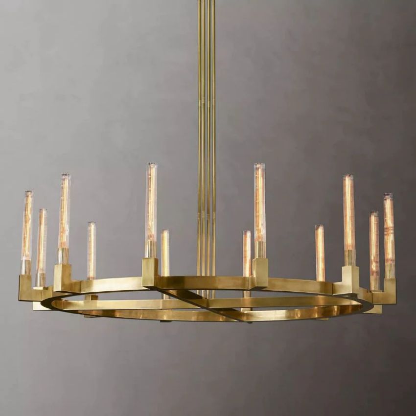 Cannele Ribbed Glass Round Chandelier 60"