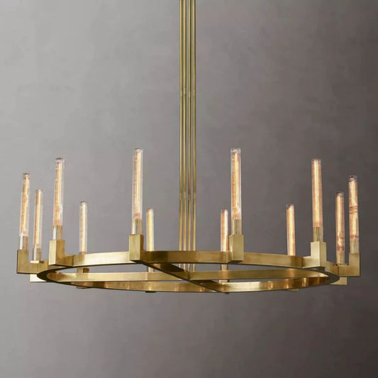 Cannele Ribbed Glass Round Chandelier 60"