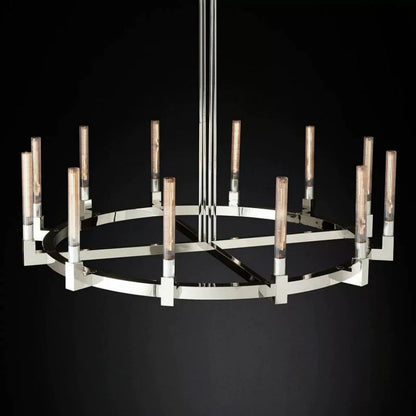 Cannele Ribbed Glass Round Chandelier 60"