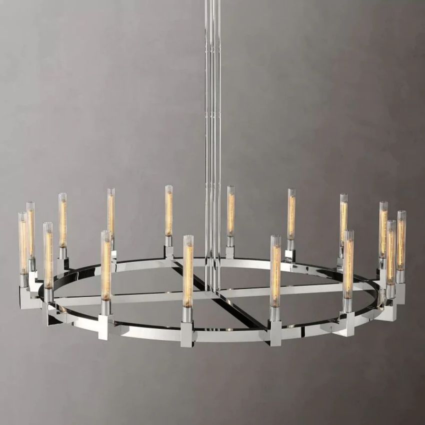 Cannele Ribbed Glass Round Chandelier 72"