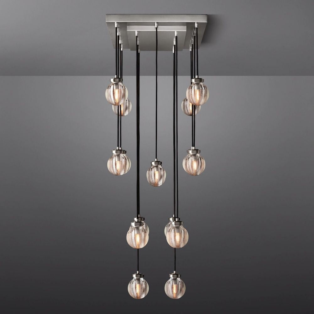 Pearl Carved Inciso Rectangle Chandelier 36"