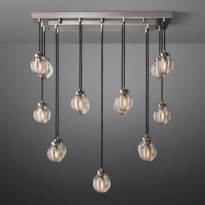 Pearl Carved Inciso Rectangle Chandelier 36"