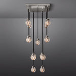 Pearl Carved Inciso Rectangle Chandelier 36"
