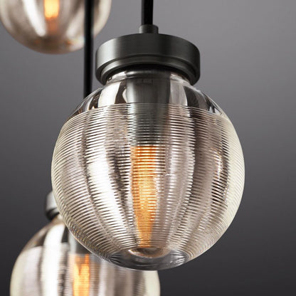 Pearl Carved Inciso Rectangle Chandelier 36"