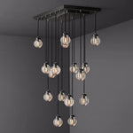 Pearl Carved Inciso Rectangle Chandelier 36"