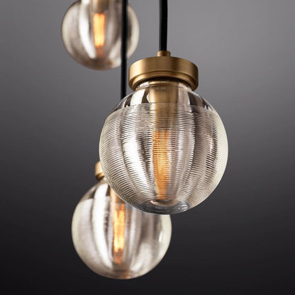 Pearl Carved Inciso Rectangle Chandelier 36"