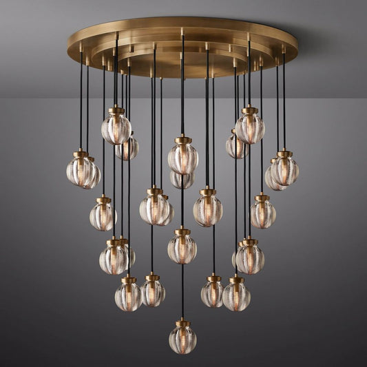 Pearl Carved Inciso Round Chandelier 38"