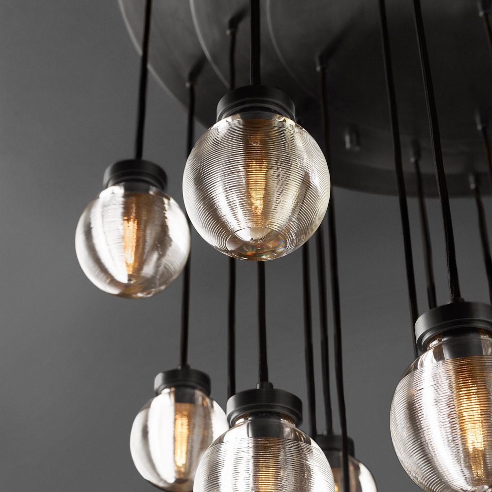 Pearl Carved Inciso Round Chandelier 38"