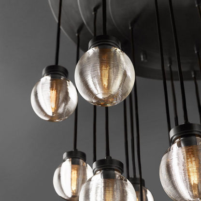 Pearl Carved Inciso Round Chandelier 38"