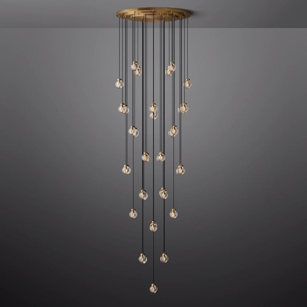 Pearl Carved Inciso Round Chandelier 48"