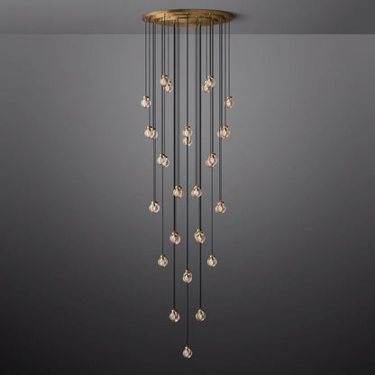 Pearl Carved Inciso Round Chandelier 48"