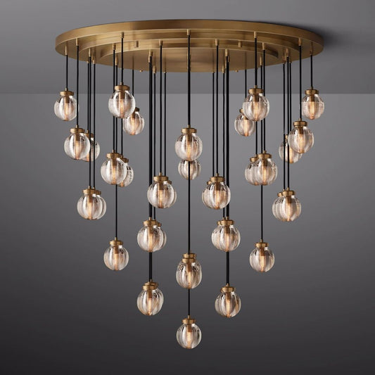 Pearl Carved Inciso Round Chandelier 48"