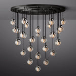 Pearl Carved Inciso Round Chandelier 48"