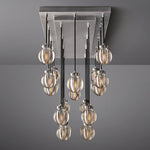 Pearl Carved Inciso Rectangle Chandelier 54"