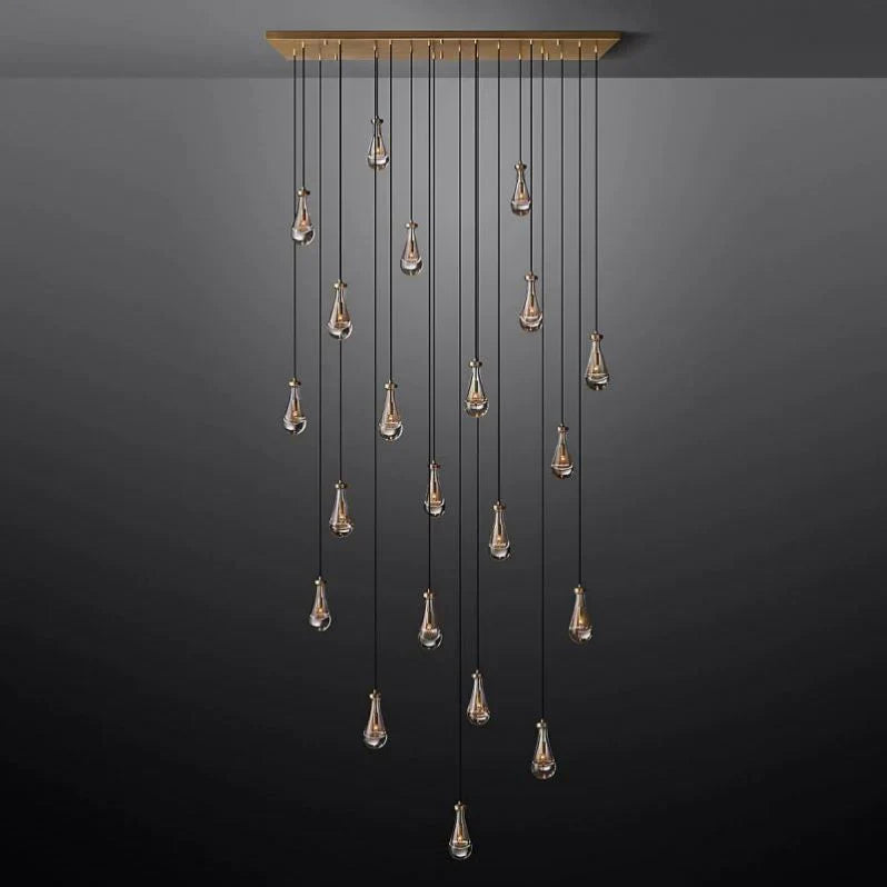 Rain Aura Glass Rectangular Chandelier 72"