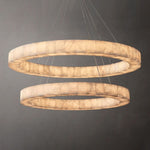 Rivage Veined Alabaster Two-Tier Round Chandelier 60"