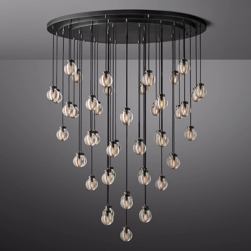 Pearl Carved Inciso Round Chandelier 60"