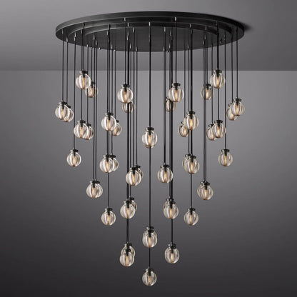 Pearl Carved Inciso Round Chandelier 60"