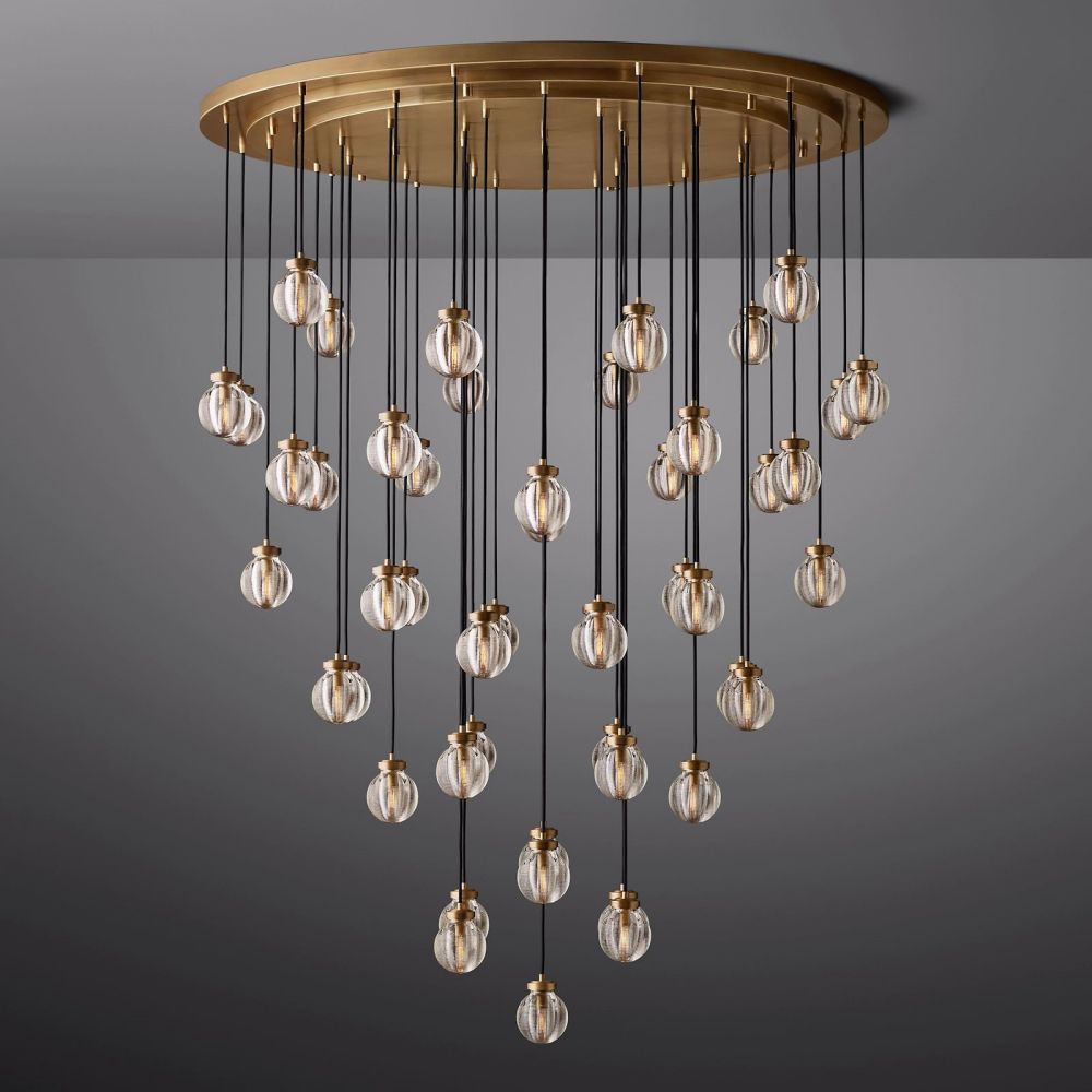 Pearl Carved Inciso Round Chandelier 60"