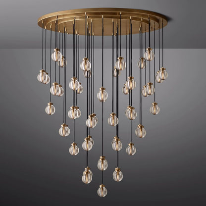 Pearl Carved Inciso Round Chandelier 60"