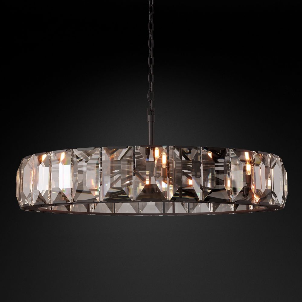 Harlow Faceted Crystal Round Chandelier 60"