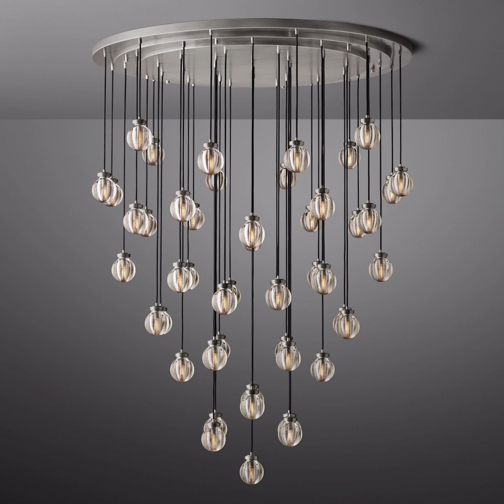 Pearl Carved Inciso Round Chandelier 60"