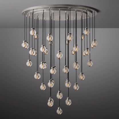 Pearl Carved Inciso Round Chandelier 60"