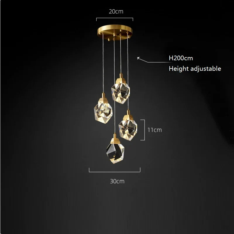 Angle Faceted Crystal Multi-Lights Round Chandelier
