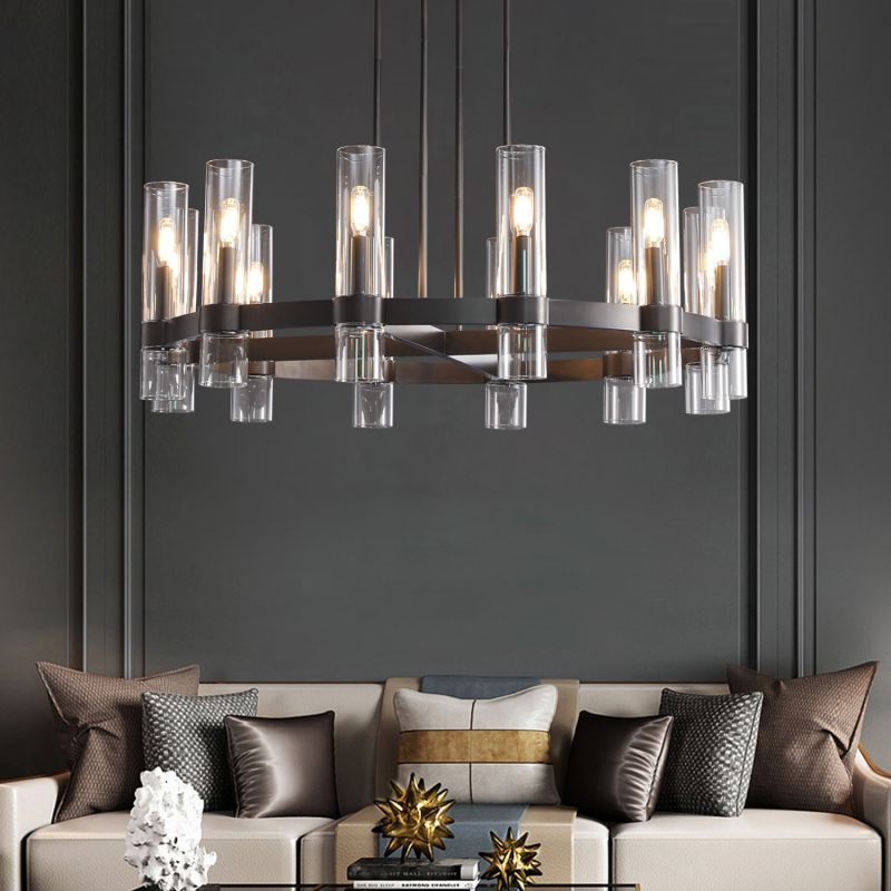 Ravelle Clear Glass Round Chandelier 36"