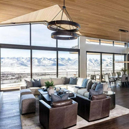 Vouvray Etched Metal Two-Tier Round Chandelier 36"