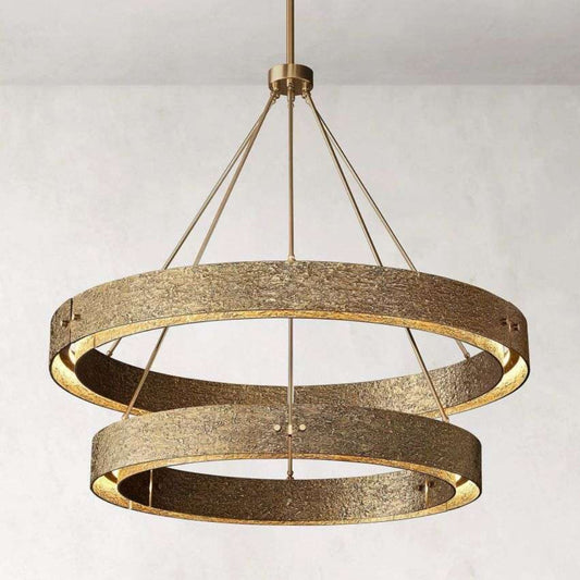 Vouvray Etched Metal Two-Tier Round Chandelier 36"