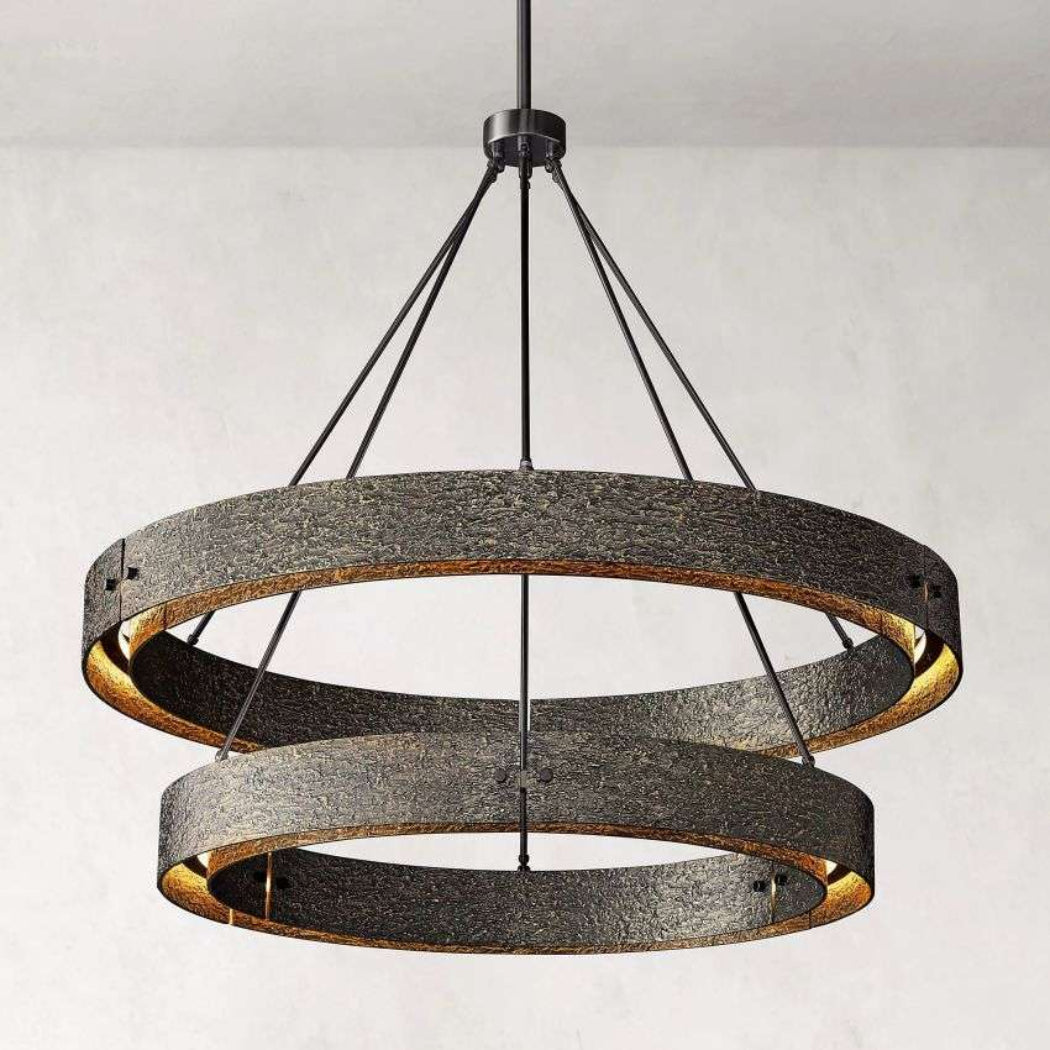 Vouvray Etched Metal Two-Tier Round Chandelier 36"