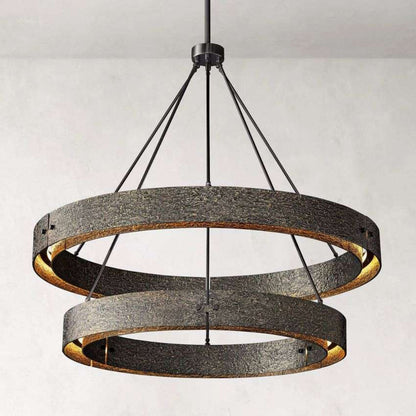 Vouvray Etched Metal Two-Tier Round Chandelier 36"
