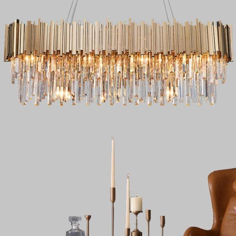 Natasha Structured Crystal Rectangular Chandelier
