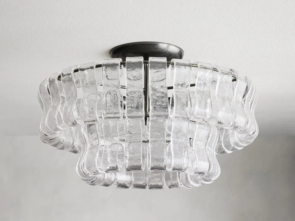 Ghiaccio Textured Glass Flush Mount