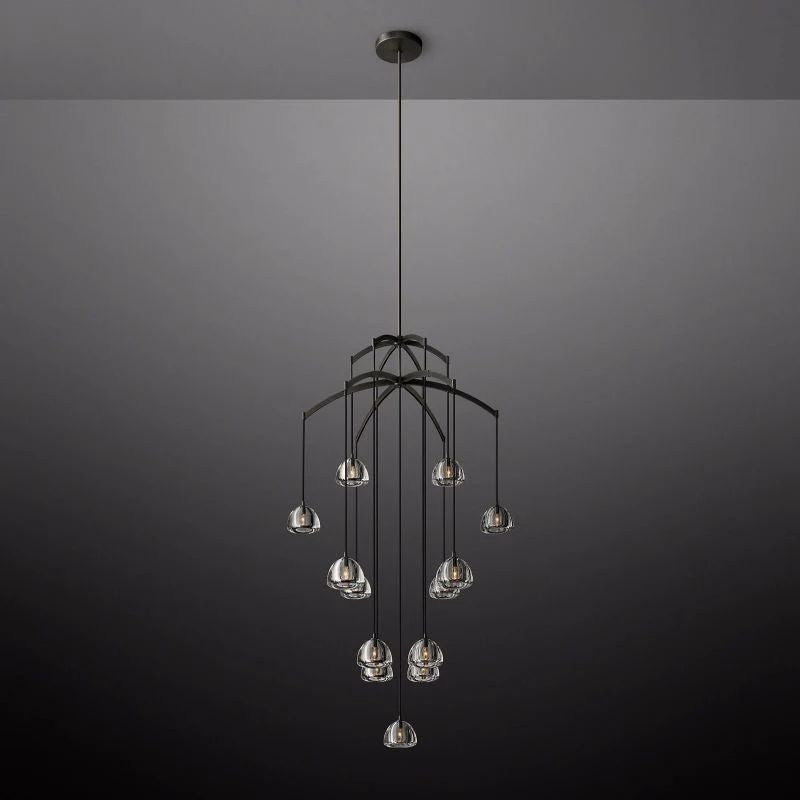 Hemisphere Delicate Crystal Round Chandelier 60"