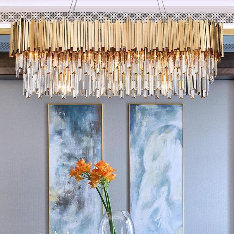 Natasha Structured Crystal Rectangular Chandelier