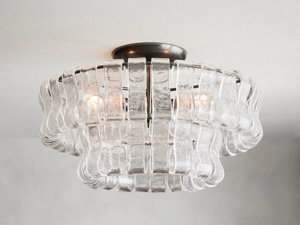 Ghiaccio Textured Glass Flush Mount