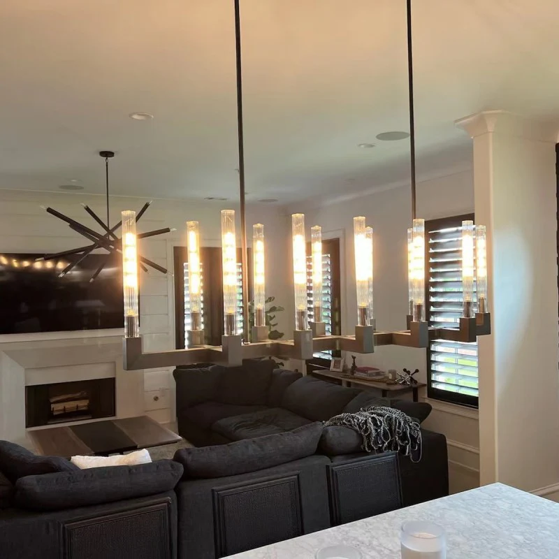 Cannele Ribbed Glass Linear Chandelier 55"