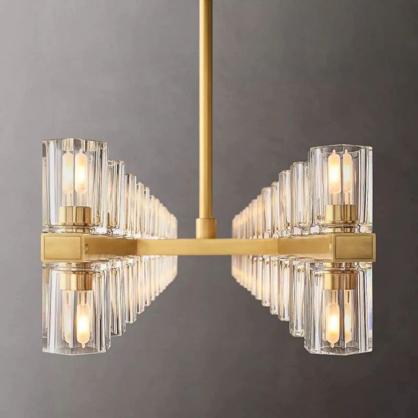 Arcachon Gear Crystal Rectangular Chandelier 72"