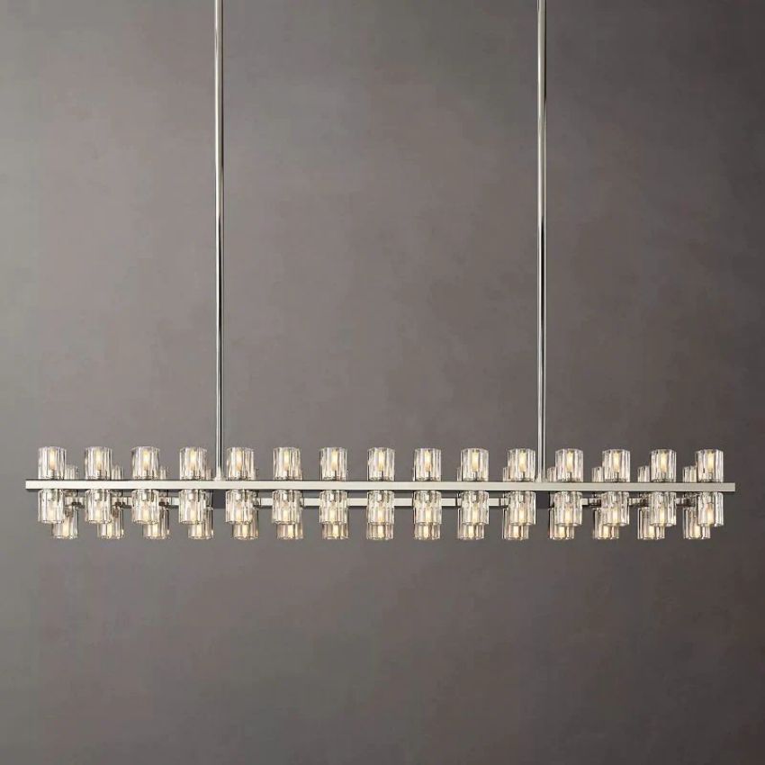 Arcachon Gear Crystal Rectangular Chandelier 54"