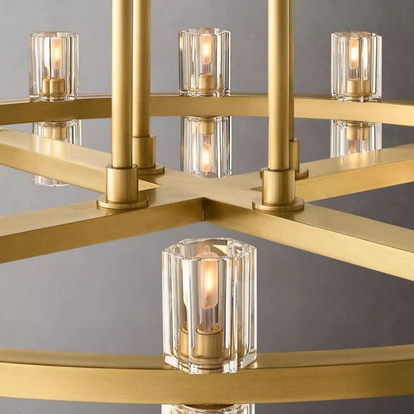 Arcachon Hexagon Crystal Two-Tier Round Chandelier 60"
