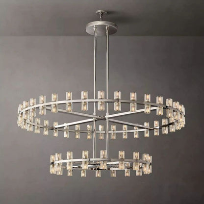 Arcachon Gear Crystal Two-Tier Round Chandelier 60"