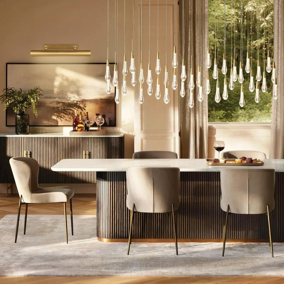 Soltaire Raindrop Glass Linear Chandelier