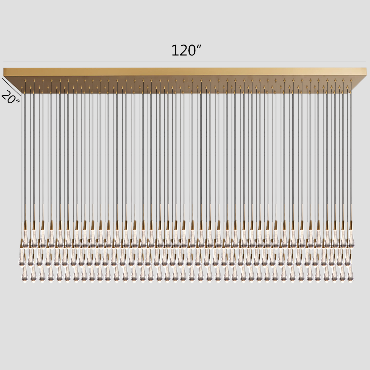 Soltaire Raindrop Glass Linear Chandelier