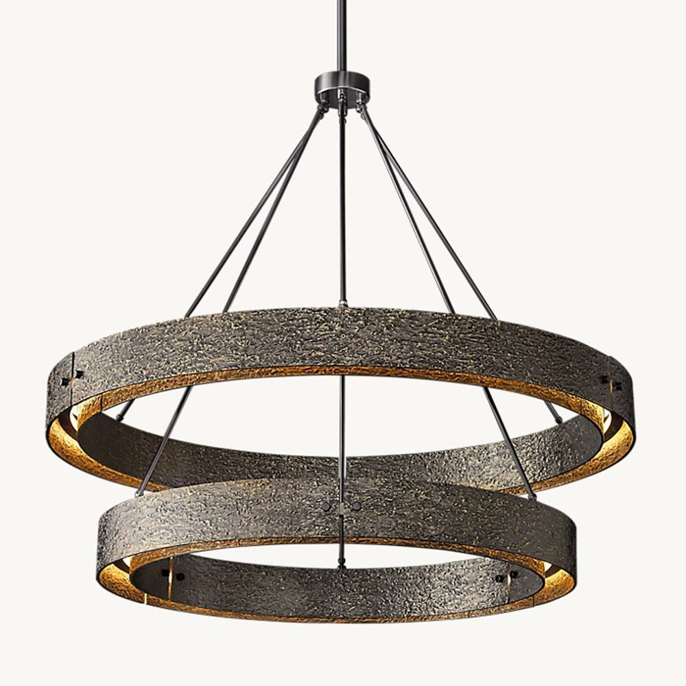 Vouvray Etched Metal Two-Tier Round Chandelier 48"