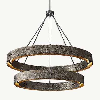 Vouvray Etched Metal Two-Tier Round Chandelier 36"