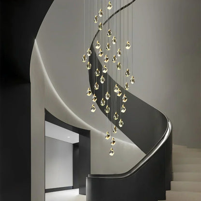 Angle Faceted Crystal Multi-Lights Cascade Chandelier