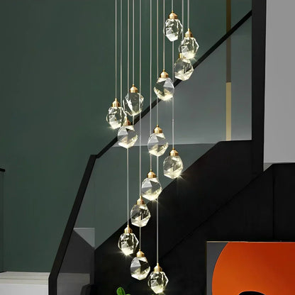 Angle Faceted Crystal Multi-Lights Cascade Chandelier